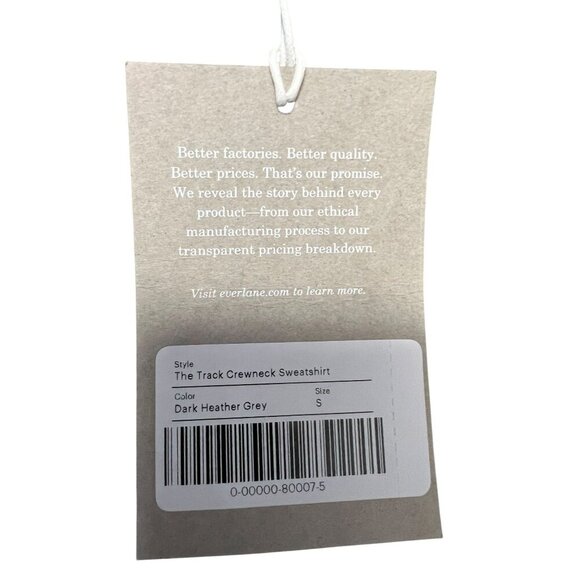 EVERLANE CREWNECK SWEATERSHIRT UNISEX SMALL DARK GREY ORGANIC COTTON SCANDINAVIA - Picture 6 of 6